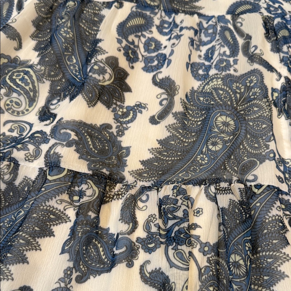 Boho Tiered Paisley Maxi Skirt and top in Blue and White - Picture 4 of 12